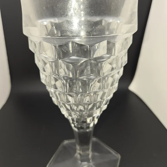 8 Fostoria American Water Tea Glasses Goblets Hexagon Footed Pedestal Crystal - Picture 5 of 9